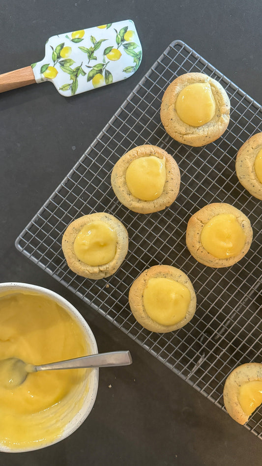 Lemon & Poppyseed Shortbread Cookies with Homemade Lemon Curd