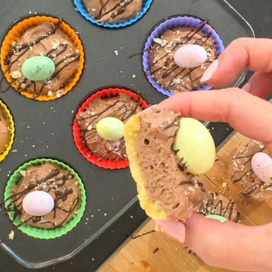 Mini Easter Chocolate Cheesecakes with Shortbread Base