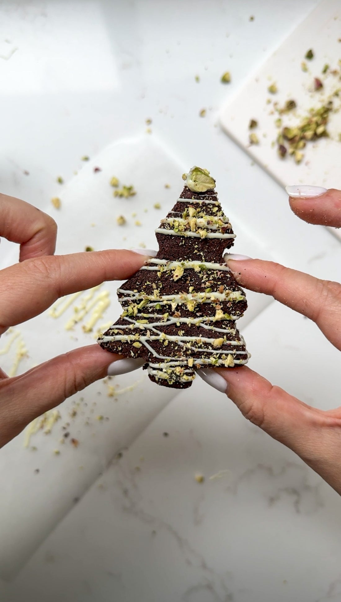 Christmas Tree Brownies with White Chocolate & Pistachio