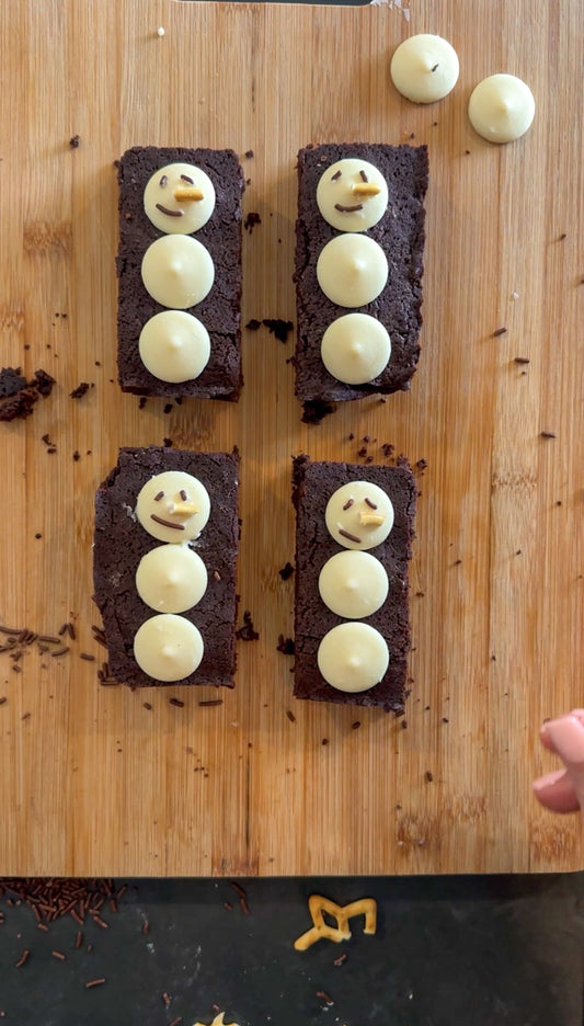 Easy Snowman Brownies Using Our Brownies Baking Mix for Christmas