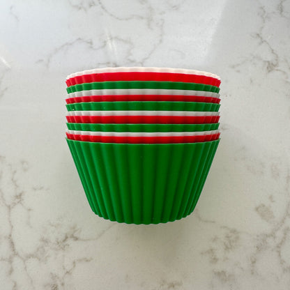 Festive Christmas Silicone Cupcake Moulds - Red, White & Green