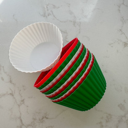 Festive Christmas Silicone Cupcake Moulds - Red, White & Green