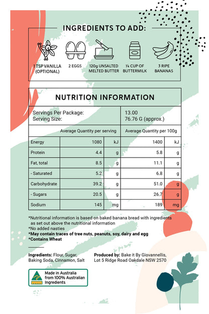 Banana Bread or Muffins Baking Mix - Bake it by Giovannellis
