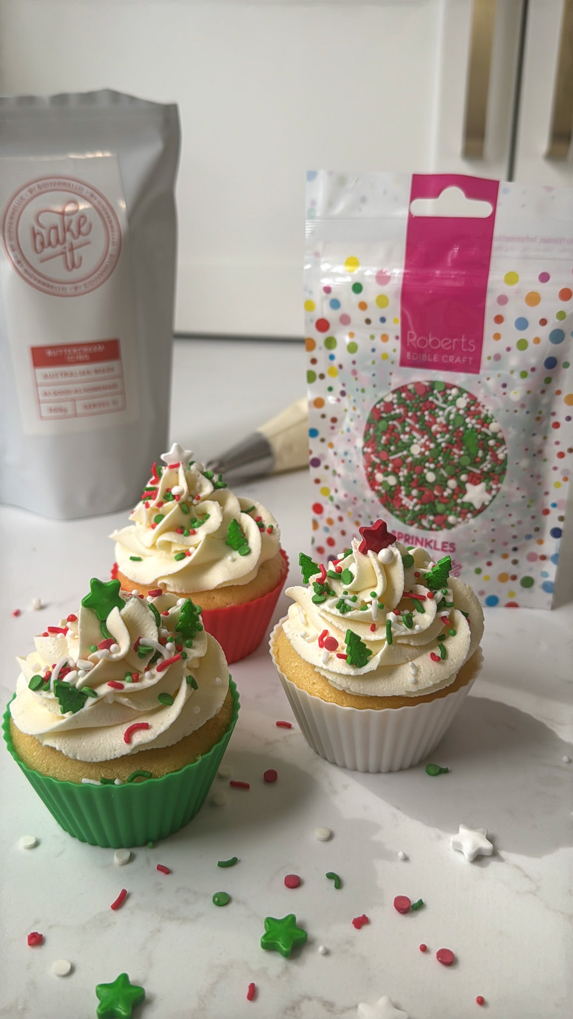 Festive Christmas Silicone Cupcake Moulds - Red, White & Green