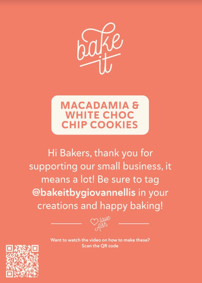 Macadamia & White Chocolate Chip Cookies Baking Mix - Bake it by Giovannellis