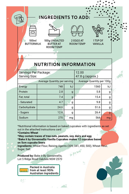 Vanilla Cupcakes with Buttercream Baking Mix - Bake it by Giovannellis