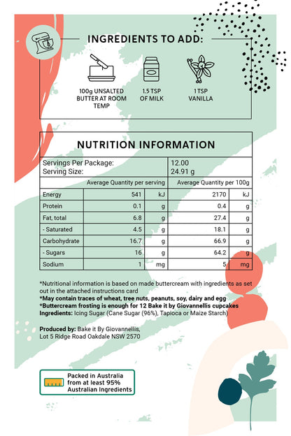 Vanilla Cupcakes with Buttercream Baking Mix - Bake it by Giovannellis